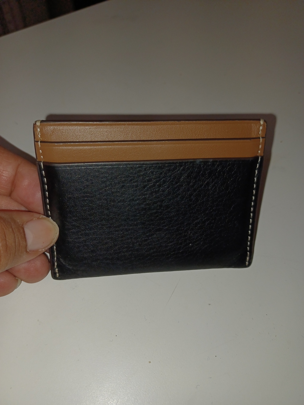 Tory Burch Black and Tan Leather Card Holder with Gold Accent - Picture 4 of 4